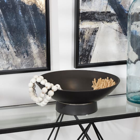16" Matte Black Decorative Ceramic Tabletop Bowl
